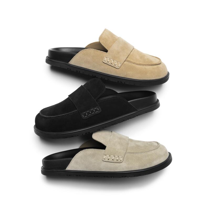 Affordable Alternative to Italian Leather Mule Slippers with Suede Finish, Comfortable Birkenstock-Style Unisex Half-Slippers for Commuting, Breathable