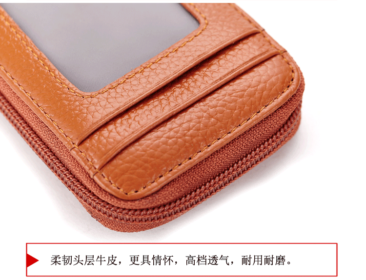Lớp đầu tiên của da thẻ túi người đàn ông của phụ nữ accordion- phong cách da thẻ túi phần mỏng dây kéo với hình ảnh thay đổi ví đựng thẻ thông minh