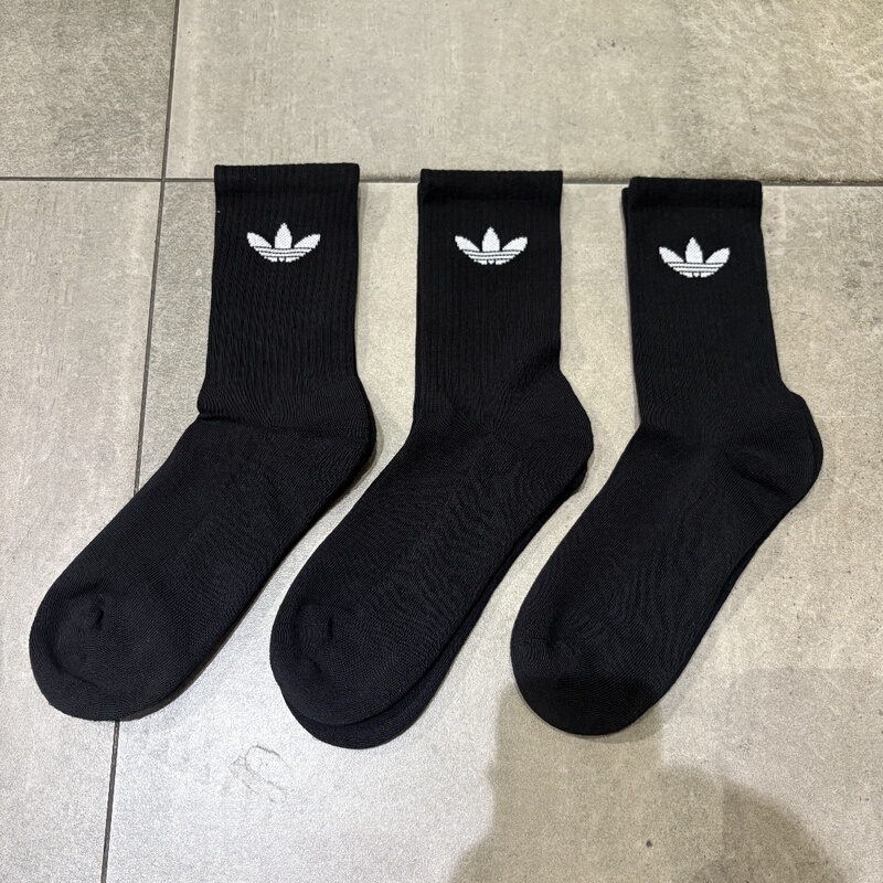 Adidas Trefoil Unisex Knitted Cotton-Polyester Warm Breathable Sweat-Absorbent Towel Casual Socks Ij5613
