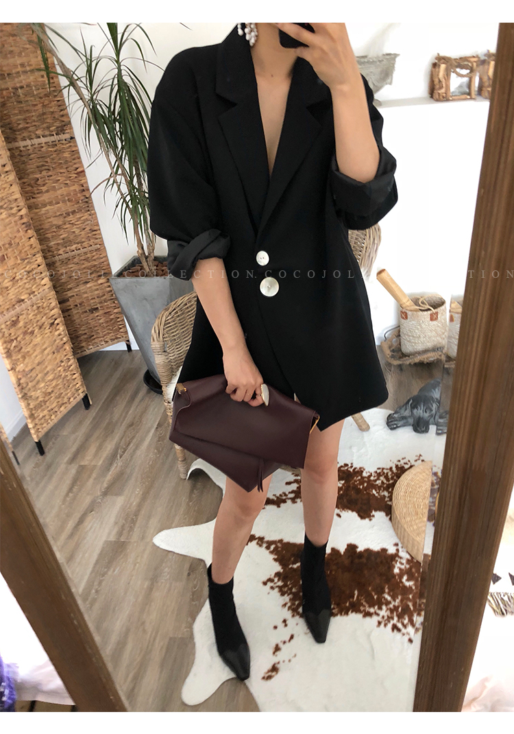 COCOJOLIE nguyên bản 18 mùa thu đông sản phẩm mới thời trang và thiết kế áo khoác đen phù hợp áo kiểu nữ đẹp tuổi 40