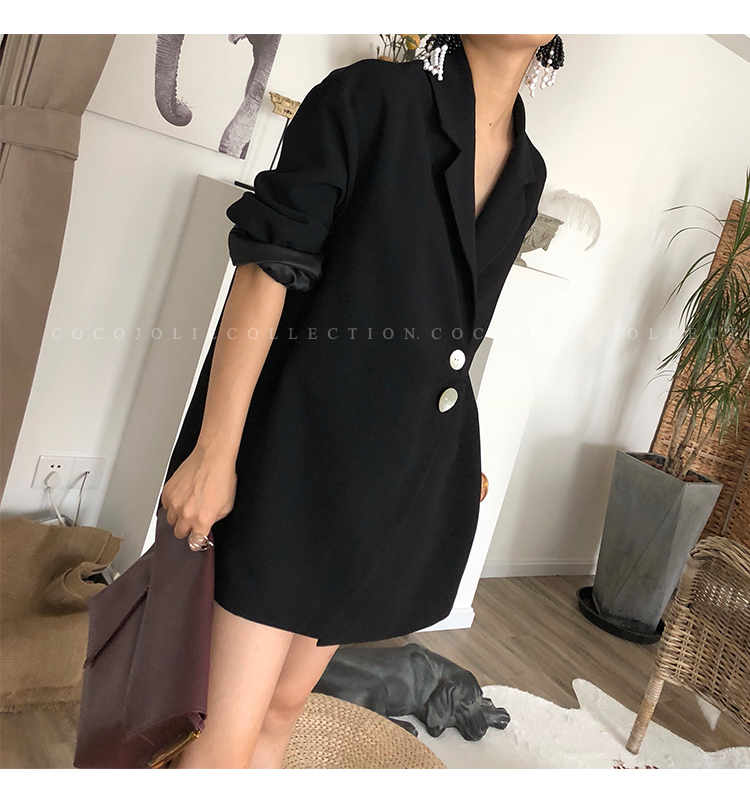 COCOJOLIE nguyên bản 18 mùa thu đông sản phẩm mới thời trang và thiết kế áo khoác đen phù hợp áo kiểu nữ đẹp tuổi 40