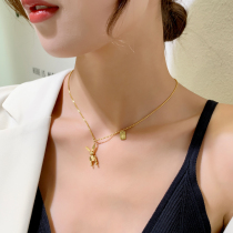 Do not fade titanium steel rabbit necklace niche design sense choker 2021 New Net red pendant female gold