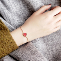 Little red heart chic bracelet female love titanium steel 18K rose gold does not fade simple Net Red fashion trendy personality