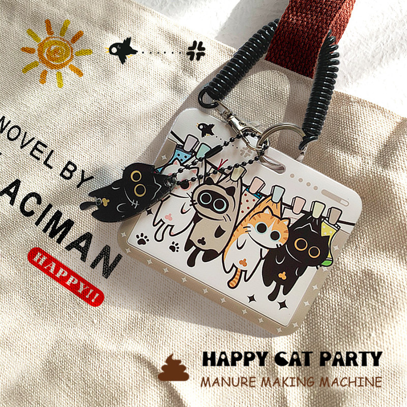 HAPPY original cute sunburn cat kitty sleeve student couple meal card campus card bus metro card documents cards-Taobao