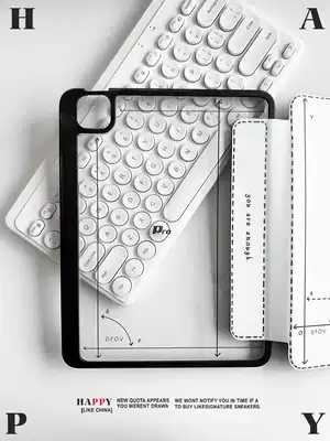 Original draft paper ipad Protective case simple White Ribbon Pen slot Pro12 9 11 inch 10 2 three fold transparent full bag