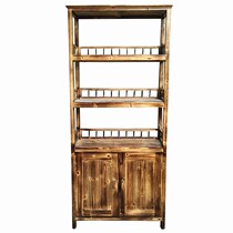 Commercial economic log double door shelf art retro Container container lockers all solid wood restaurant Tea cabinet