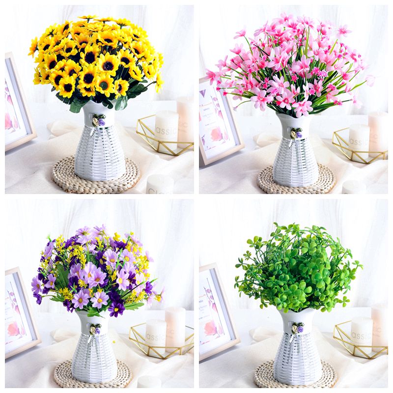 Fake flower simulation flower decoration table plastic flower home interior living room decoration decoration potted flower arrangement with vase