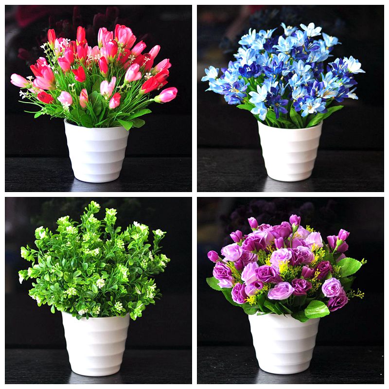 Rose Emulation Flower Fake Flower Suit Living-room Furnishing Flower Basket Floral Room Decoration Silk Flower Plastic Flower Flower Arrangement Suit