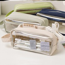 High - Color Student Pen Bag 2023 simple transparent in primary and secondary school Sen Department special high capacity lead