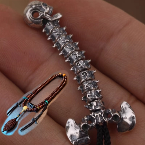S925 Серебряный демон король железому кости цифровой серебряный слов серебряное слово боковое висящее висящее тибетское череп с трупом