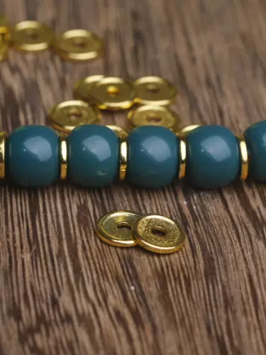 Золотой браслет с аксессуарами, медная прокладка, четки бодхи, 24 карат