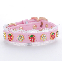 Strawberry Pet Item Circle Traction Rope Small Dog Cat Necklace Teddy Bib Bear Beaume Collar Walk Dog Rope Dog Chain