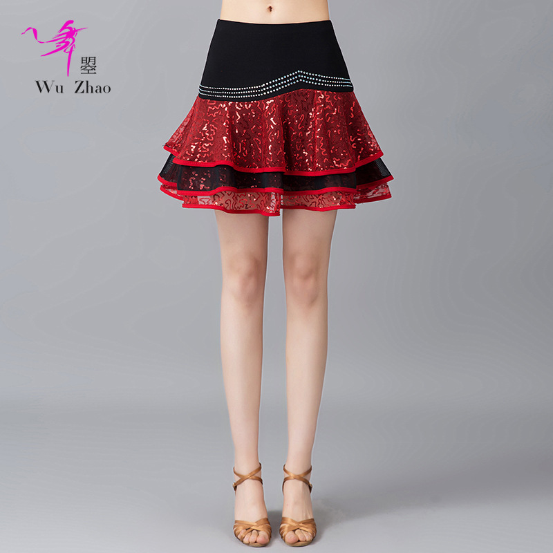 Lady Fitness Bodybuilding Beauty Playground Short Skirt Shiny Dance Dress Female Latin Dance National Dancing Square Dance Practice Performance Short skirts