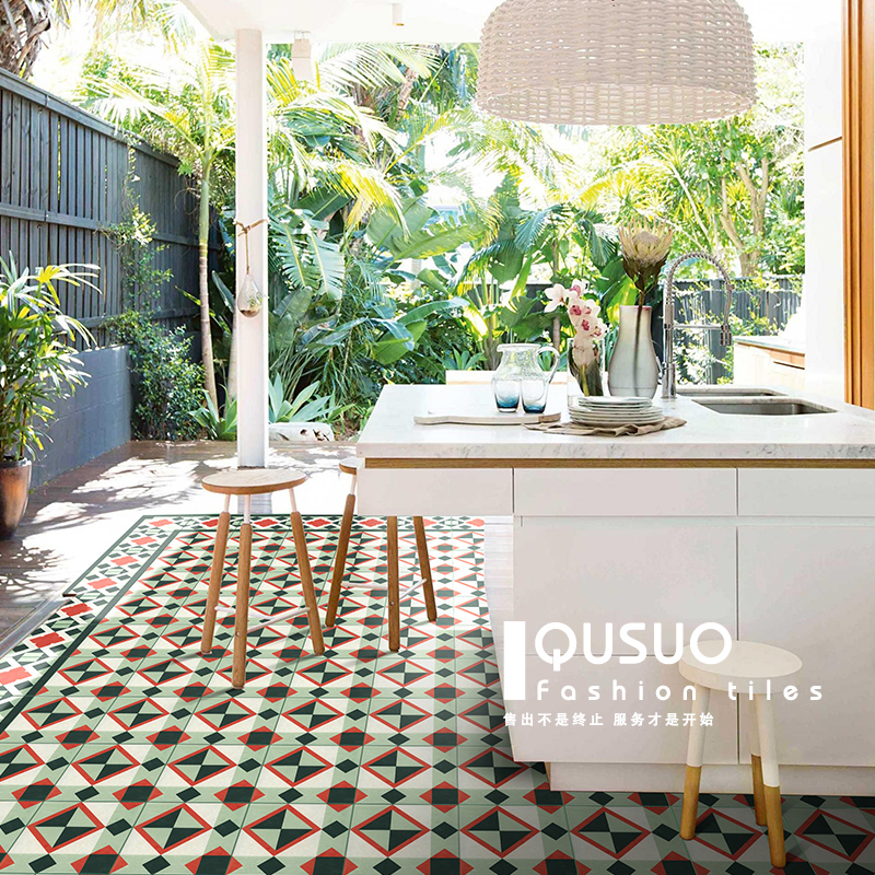 Fun place Moroccan retro famous small flower tiles Nordic dining room kitchen powder room wall and floor tiles bathroom tiles