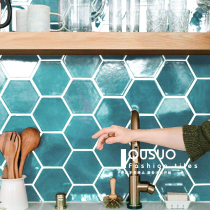 Fun kiln change handmade hexagonal brick Nordic Kitchen restaurant wall tile bathroom toilet toilet hexagonal tile