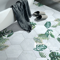 Fun plant hexagonal small tiles retro Nordic toilet hexagonal tile kitchen balcony wall tiles
