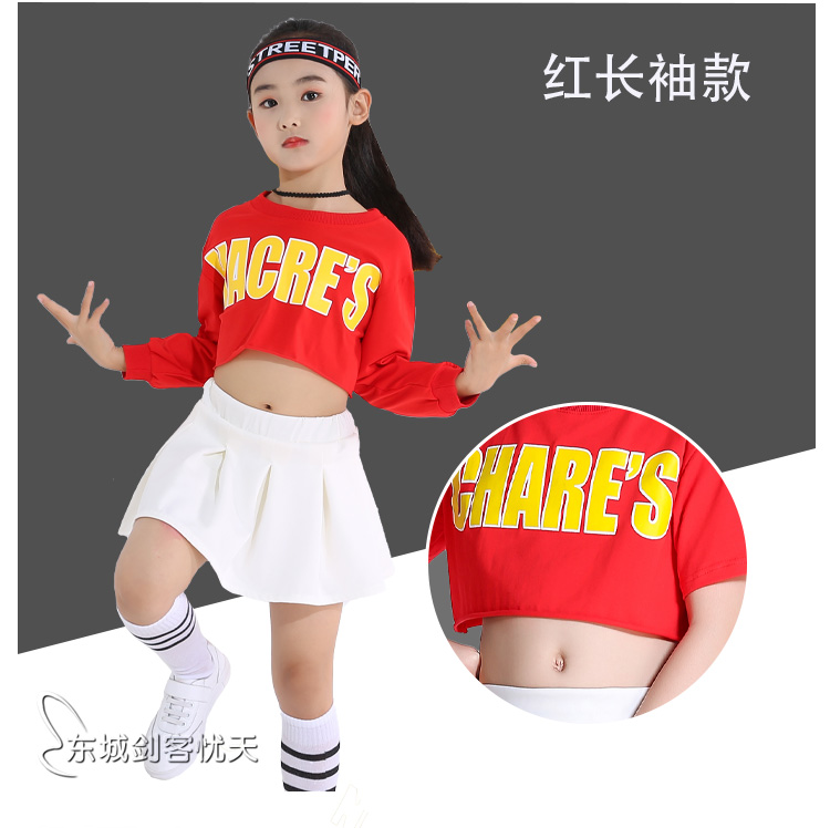 Ngày thiếu nhi Buổi biểu diễn của trẻ em Cô gái nhảy đường phố Set cho trẻ em Jazz Dance Trẻ em Trang phục biểu diễn Hip Hop phiên bản Hàn Quốc - Trang phục quần áo trẻ con