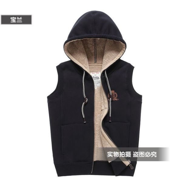 Áo khoác nhung cừu có mũ trùm đầu thể thao vest đôi mẫu nam và nữ vest vest ngoài trời cộng với nhung vest vest vest áo tank top gym