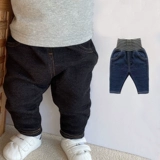 Детские весенние джинсы для новорожденных, бандаж пупочный, штаны, леггинсы, высокая талия, в западном стиле