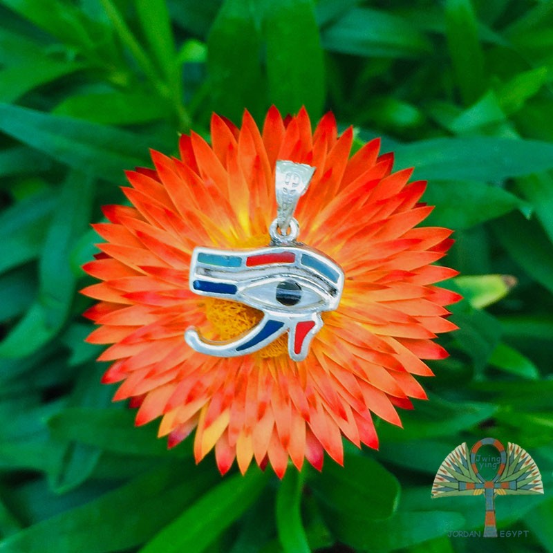 Imported Jewelry Retro Style Egypt Pure Handmade Silver Decorated with Colour Horus Eye Wang Right symbolizes lovers' item pendant