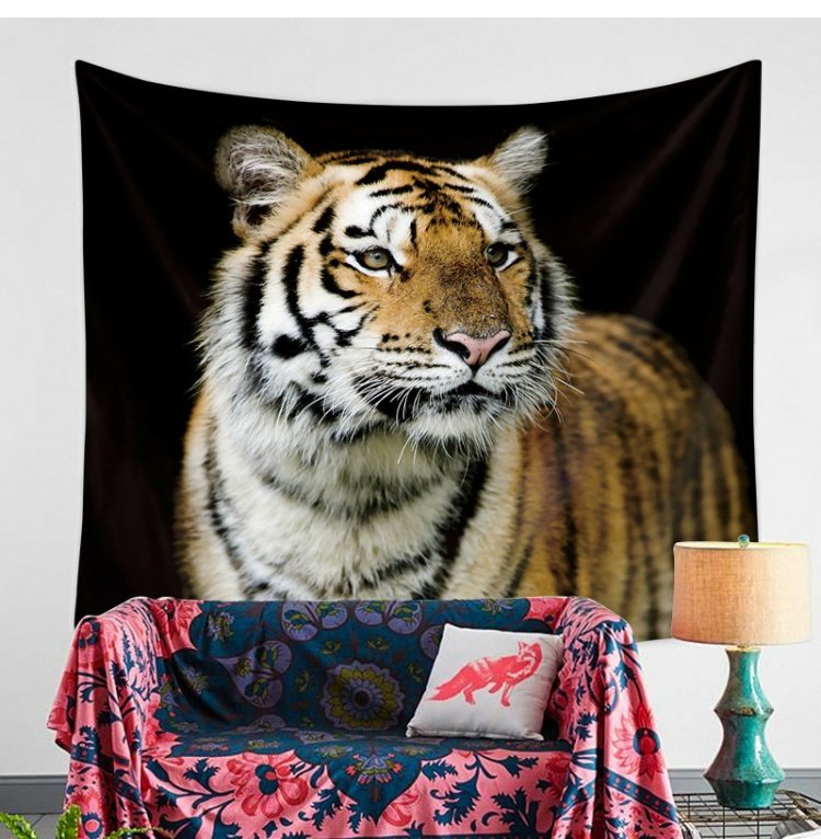 Flannel Tiger Zebra Wolf Animal Tính cách treo tường Trang trí tấm thảm Khăn trải bàn Nền vải Tường Bút chì Chăn tham trang tri