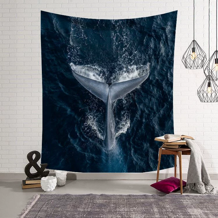 (Vải đèn sao thức ăn chăn nuôi) tường biển cá voi tấm thảm sofa khăn giao nền phân vùng rèm vải trang trí - Tapestry