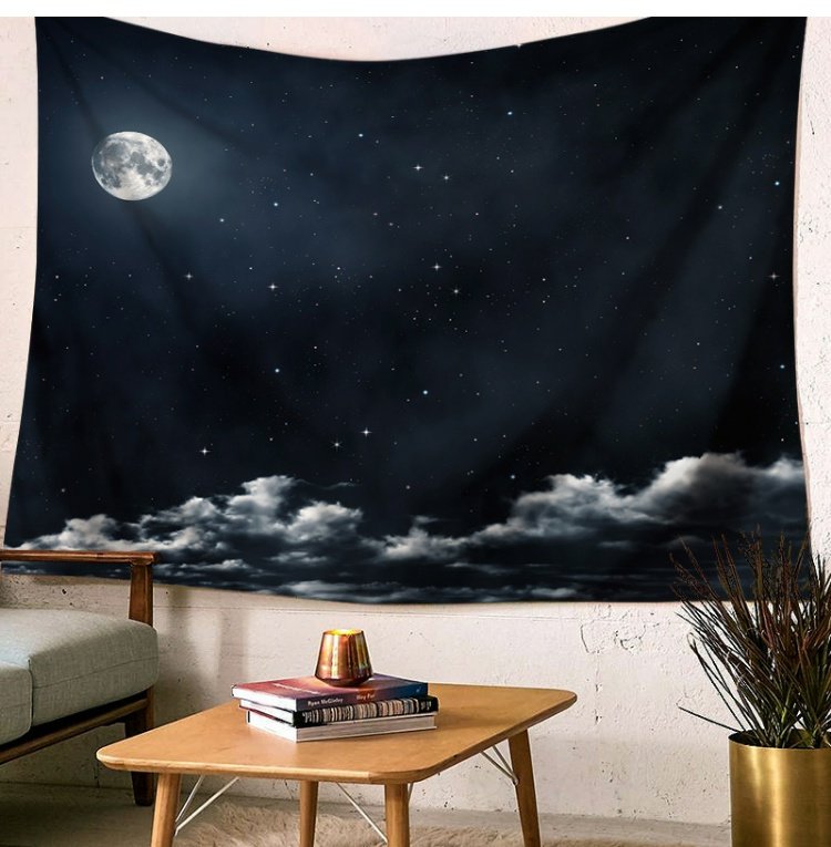 Starry Moon Moon Tapestry Treo Vải Nền Vải Khăn trải bàn Phòng ngủ Phòng khách Trang trí tường Vải Rèm vải tranh thảm treo tường