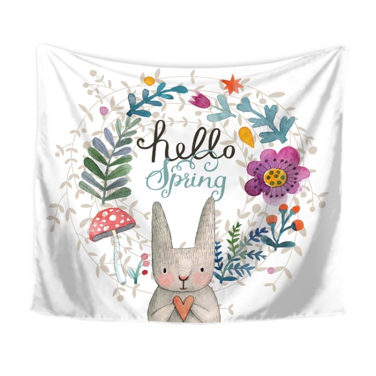 Cartoon Bunny Treo INS Phòng ngủ Trang trí Vải Tấm thảm Trang trí tường Tấm thảm Tấm vải Khăn trải bàn thảm treo tường khổ lớn