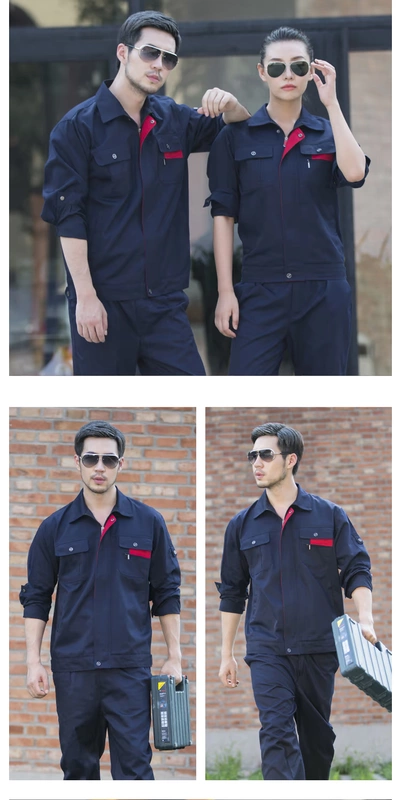 Workwear nam dài tay tùy chỉnh hội thảo overalls doanh nghiệp nhà máy dịch vụ sửa chữa tự động bảo hiểm lao động dịch vụ sửa chữa máy thiết lập in thêu từ