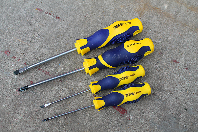 Simmitt non-slip rubber and plastic handle screwdriver, one-word cross screwdriver, strong magnetic super-hard chrome vanadium steel tool