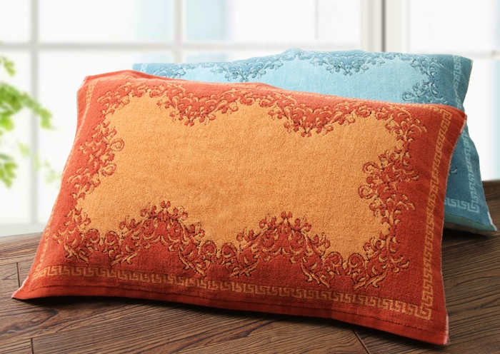 Gối bông vàng Jacquard hoa văn cổ điển Tốt đẹp Cặp đôi hai mảnh sáng và mềm - Khăn gối