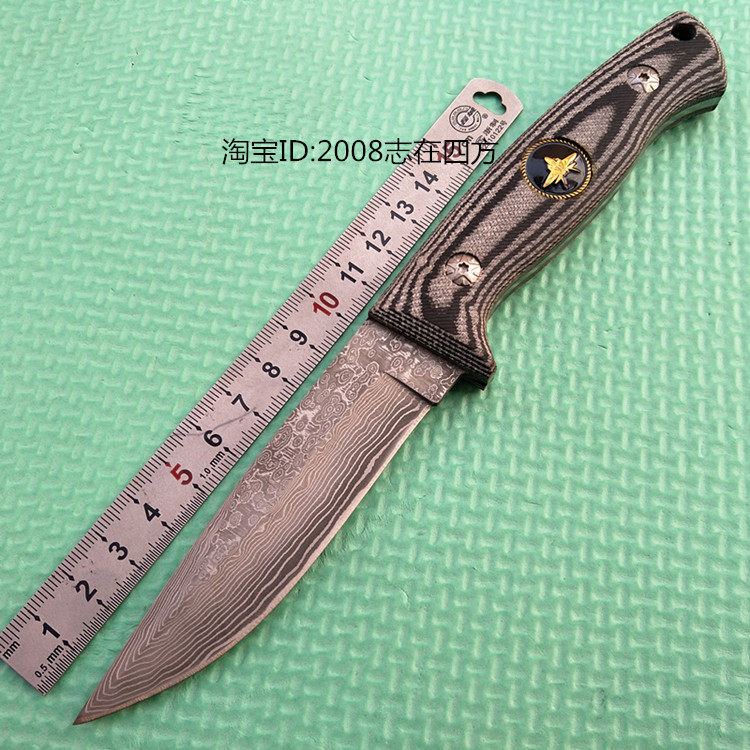 Knife Damascus small straight knife outdoor mountaineering wilderness survival equipment high hardness saber collection gift Sharp