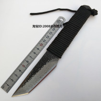 Pure hand forged steel pattern steel rope handle small straight knife portable self-defense outdoor craft collection gift knives