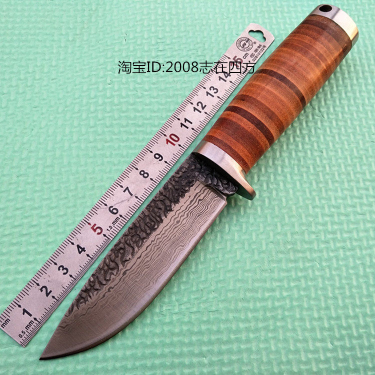 Knife hand forging leather handle small straight knife wilderness survival outdoor mountaineering equipment gift collection sharp saber