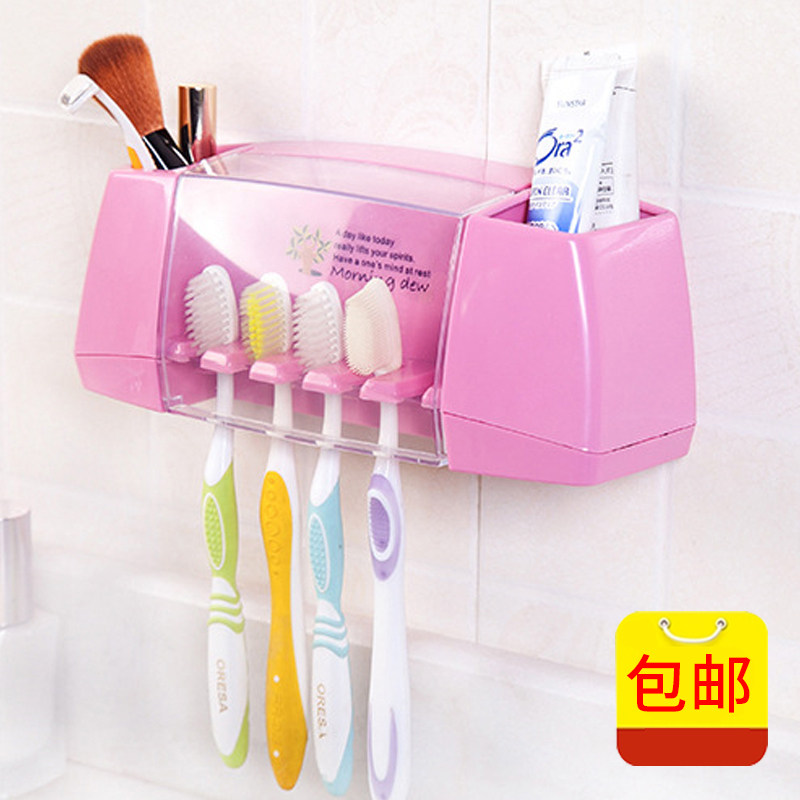 Creative strong adhesive multi-function toothpaste toothbrush holder Bathroom toiletries powder room storage shelf box