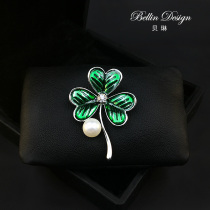 Korean simple fashion leaf brooch Clover temperament corsage blazer jacket decorative pin accessories female 3181