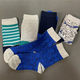 ຖົງຕີນເດັກນ້ອຍໃນລະດູໃບໄມ້ປົ່ງແລະລະດູຮ້ອນ, ໃນລະດູໃບໄມ້ປົ່ງແລະດູໃບໄມ້ລົ່ນກາງ calf socks, ເດັກຊາຍ's cotton shark solid color striped socks 5 ຄູ່, ສົ່ງຟຣີ