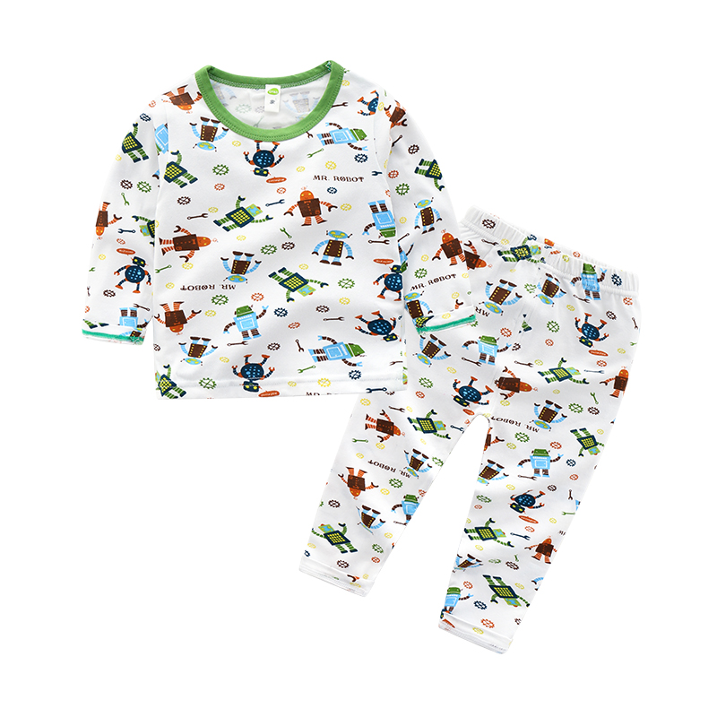 Đồ lót trẻ em đặt dịch vụ tại nhà quần áo mùa xuân và mùa thu Đồ lót cotton cho bé trai và bé gái áo dài tay 3 tuổi 8 bộ đồ ngủ bộ nỉ nhung cho bé gái