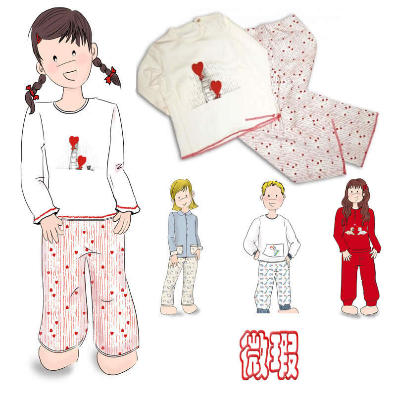 Second-class children's pajamas 3-10 years old boys and girls clothing cotton two-piece pajamas homewear suit