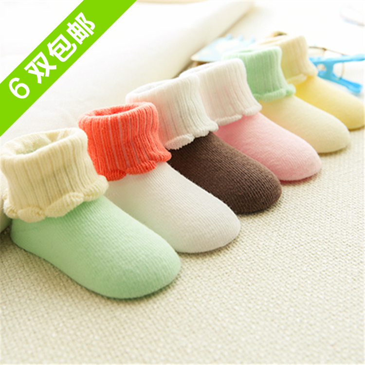 Mengmei Makaron color lace baby sock spring and autumn hand sewing all cotton baby socks for boys and girls