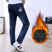 Chàng trai cộng với quần jean nhung chất béo quần bé trai 8 mùa đông 9 thẳng 10 tuổi lỏng lẻo cộng với chất béo dày trẻ trung ấm áp quần bò bé gái 