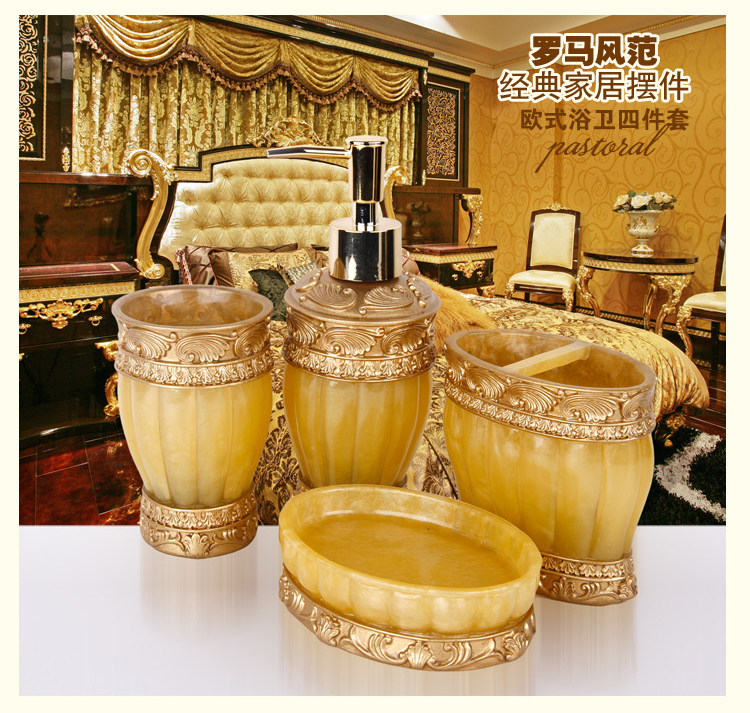 European-Style Resin Bathroom Toiletries Four-Piece Set, Bathroom Mouthwash Cup, Hand Sanitizer Bottle, Five-Piece Set, Toiletry Set