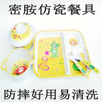 Teletubbies childrens tableware fork spoon bowl split basin set home kindergarten food supplement imitation porcelain anti-fall good