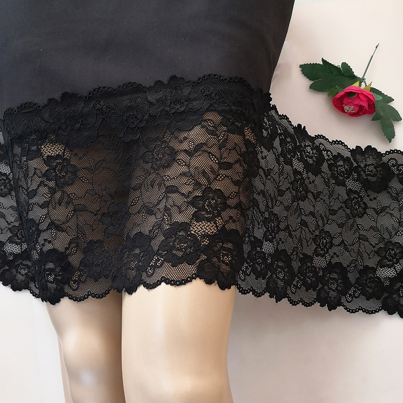 High-Quality Soft Lace Trim Material DIY Fabric Skirt Lining Extended Elastic Hollow Black Skirt Hem