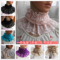 Korean version 100 hitch black red false collar white lace warm fake high collar princess sleeve head scarf