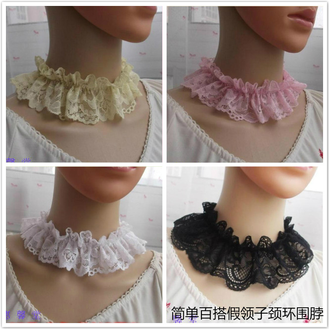Han edition black yellow pink lace fake collar around neck neck girl neck ring fashion and simple retro neck ring