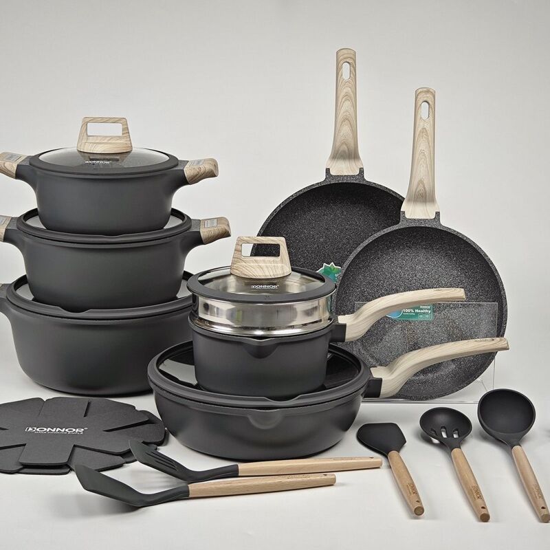 Donnor Ruili 22Pcs Kitchen Household Non-Stick Pot Soup Pot Frying Pan Skillet Combination Set Cookware