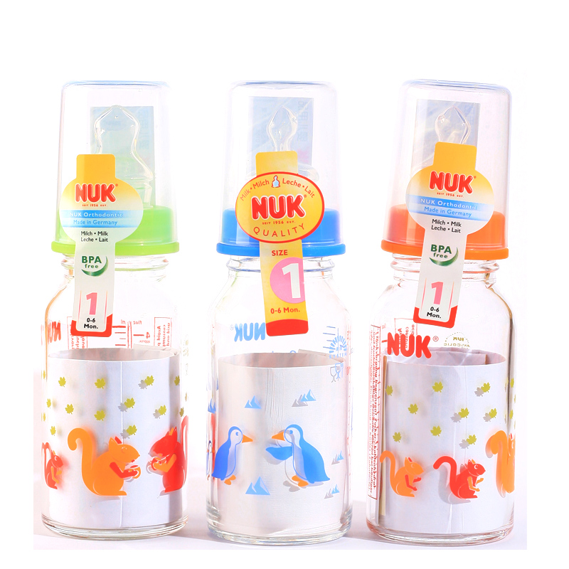 母婴用品瑞贝德国NUK 标口玻璃奶瓶 硅胶奶嘴125ml/230ml专柜正品