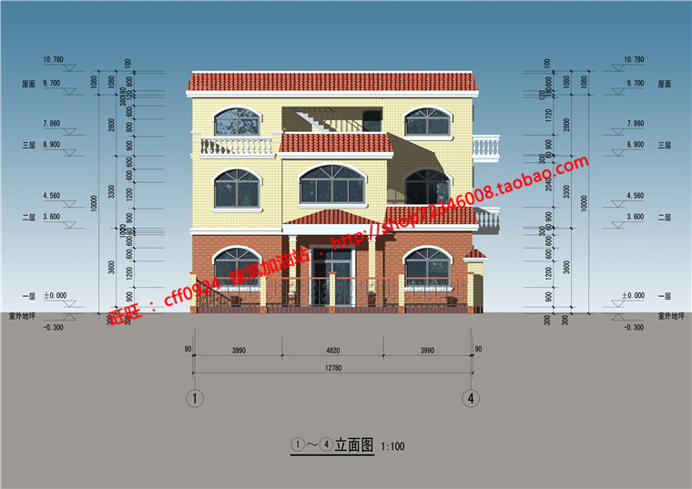 NO01099 别墅单体建筑方案设计cad图纸平立剖效果图su模型-5