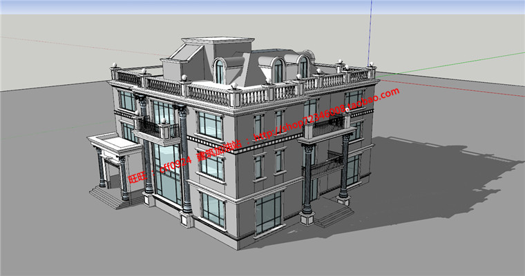 NO00073欧式大别墅建筑方案设计全套su模型+3Dmax+cad图纸+效果图-3